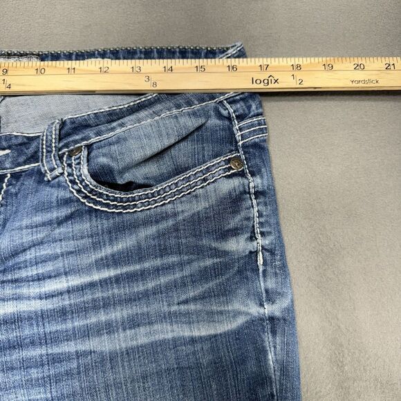 BKE Payton Jeans Womens 32x30 Low Boot Stretch Ripped Western Medium Wash Denim - Picture 4 of 15